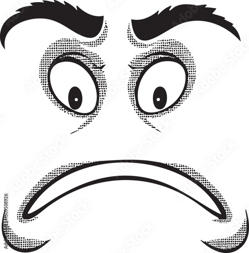 frowning face with furrowed brows and a downturned mouth.