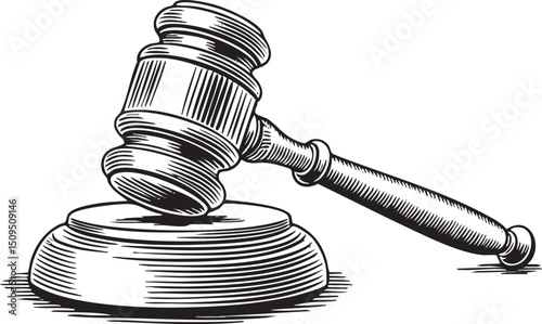 gavel rests on a wooden block ready for use.
