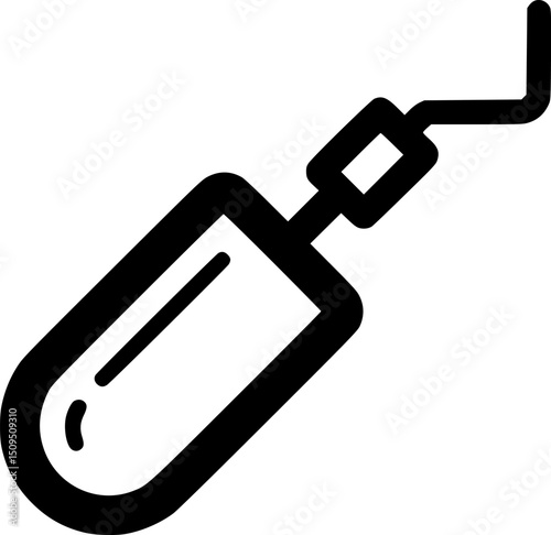 Black line art of a dental tool a mirror on a bent arm