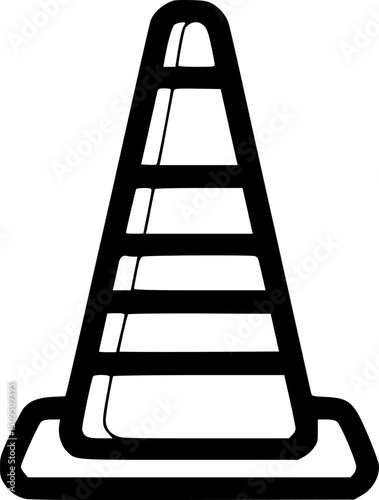 Black  white traffic cone icon thick lines tiered design