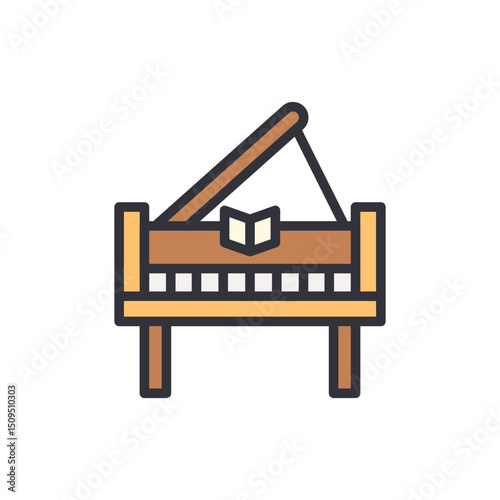 Stylized Grand Piano Illustration On A Transparent Canvas Artistic Icon