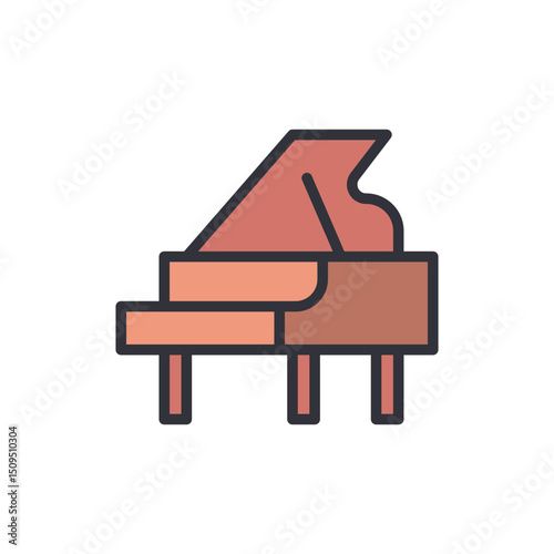 Stylized Illustration Of A Grand Piano For Musical Instrument Design
