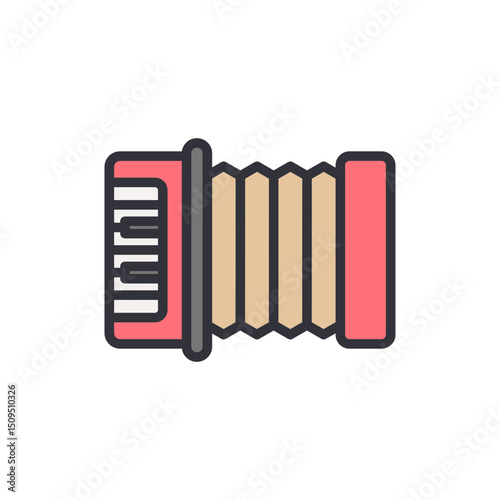 Musical Instrument Accordion Depicting A Design Icon With Pleated Bellows
