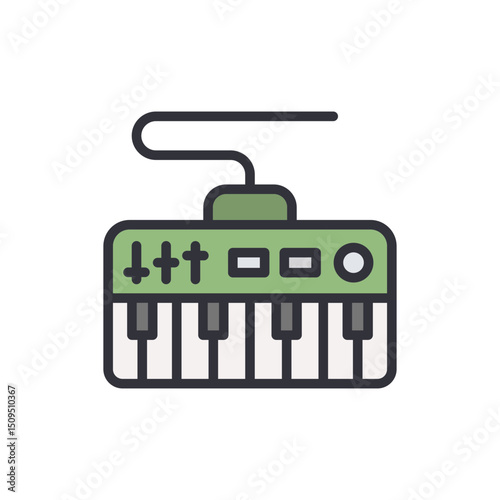 Stylized Illustration Of A Compact Synthesizer Keyboard Instrument