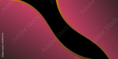 Abstract pink gradient background with overlapping lines and gold frame. Abstract simple background for banner, flyer, presentation design and business card. Vector Eps10
