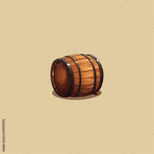 Wooden barrel flat vector design