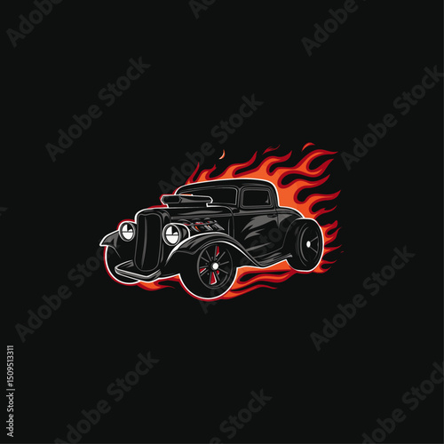 Hot Rod car icon flat vector design