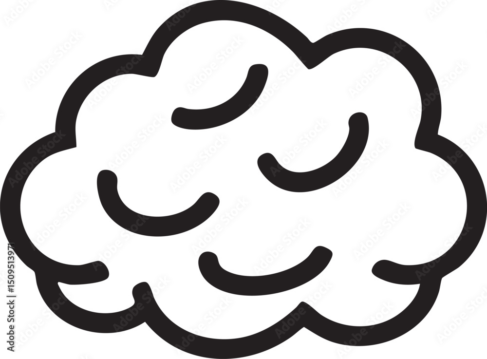 Obraz premium simple outlined cloud shape with gentle curves.