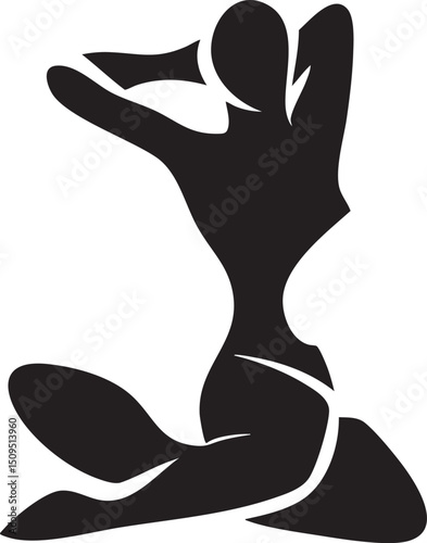 silhouetted figure gracefully stretches in a seated position.