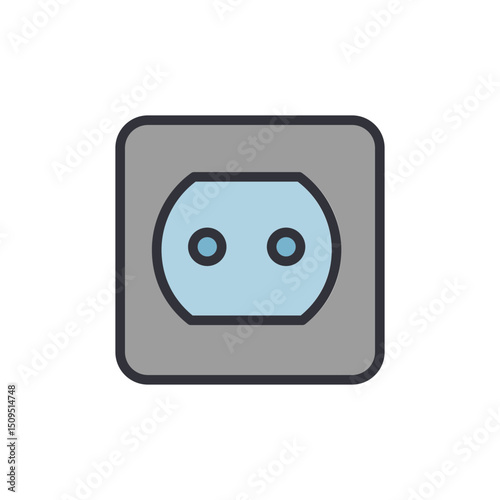 Simplified Electric Wall Socket Illustration With A Transparent Backdrop