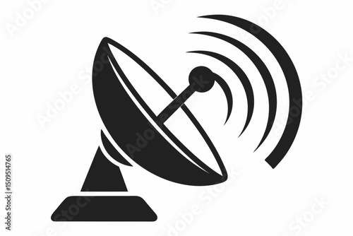 satellite dish icon with signal waves