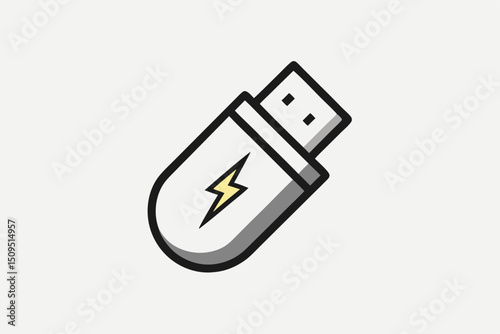 usb flash drive icon lightning symbol