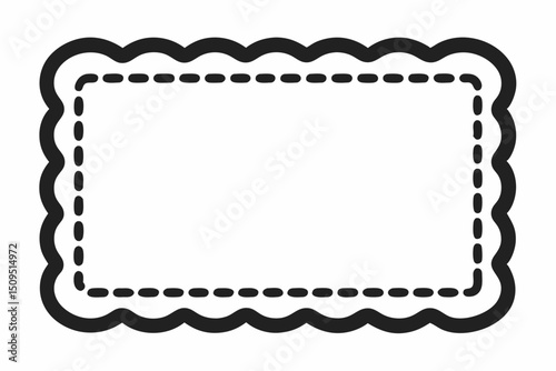 wavy rectangular frame icon dashed curves