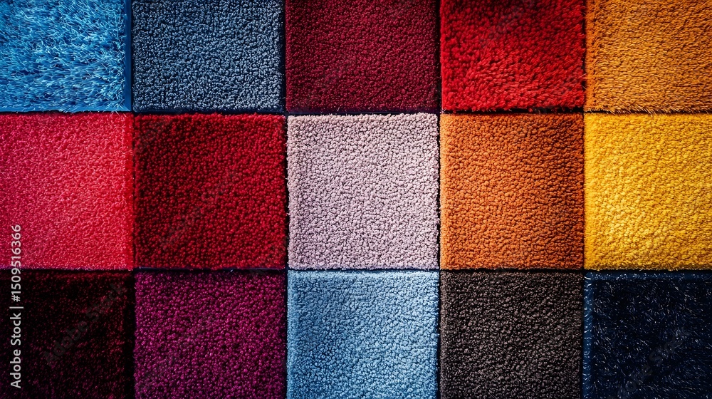 Fototapeta premium Colorful Carpet Samples Texture Background Swatches
