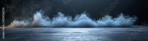 Dramatic smoky scene on a concrete floor
