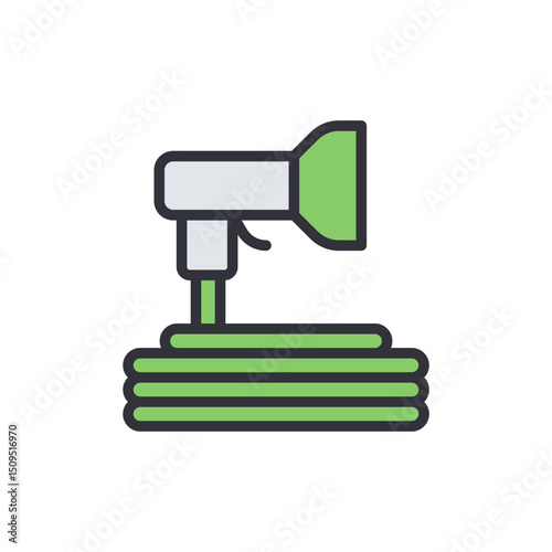 Illustration Of A Cartoonish Spraying Machine With Green Color Accents