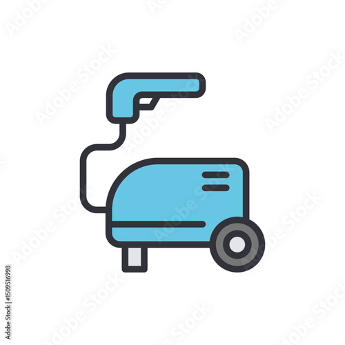 Isolated Illustration Of A Blue Pressure Washer With Spray Gun