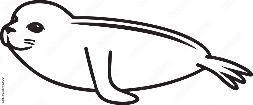 Obraz premium sleek seal gracefully curves along a white background.