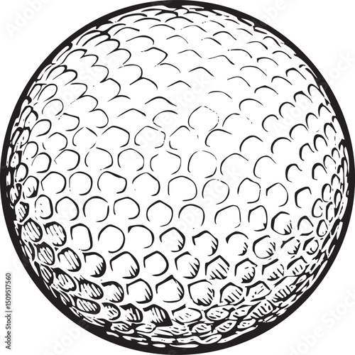 detailed black and white of a golf ball.