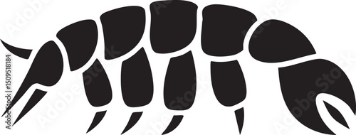 stylized segmented insect form dominates the .