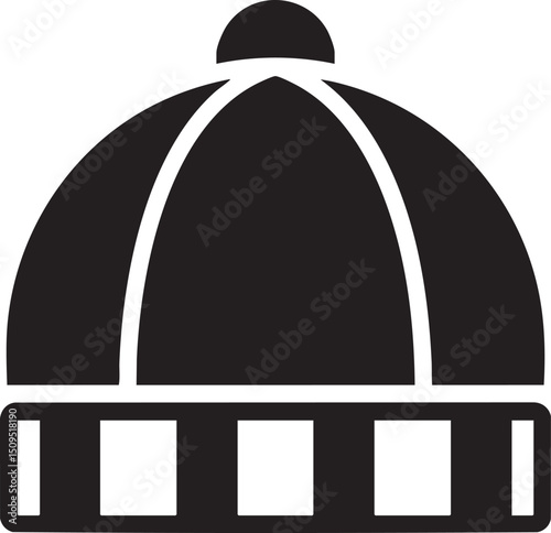 simple stylized hat with a rounded top and horizontal stripes.