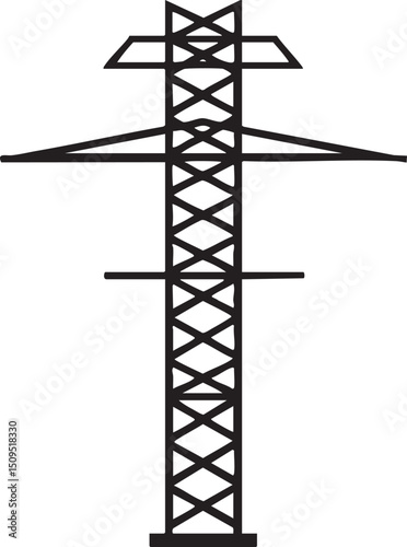 tall black electrical pole stands against a white background.
