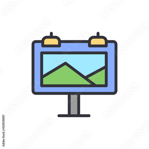 Colorful Billboard With Mountain View For Advertising Campaign Message
