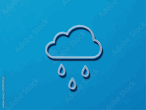Regenwolke mit Tropfen auf blauem Hintergrund

