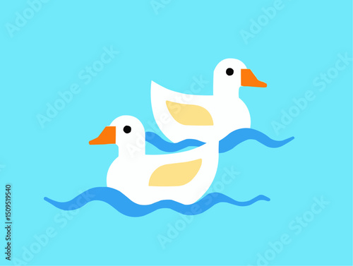 Zwei Enten schwimmen auf dem blauen Wasser

