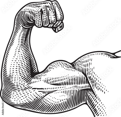 muscular arm flexes powerfully showcasing strength and determination.