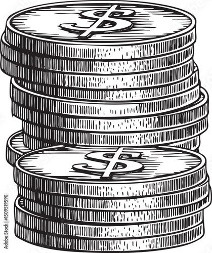 stack of coins forms a tower.