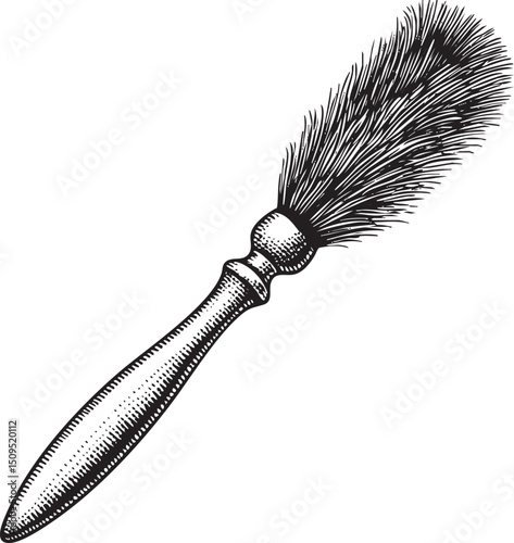 wooden feather duster gently extends its bristles.