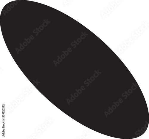 smooth dark oval shape contrasts against a bright white background.