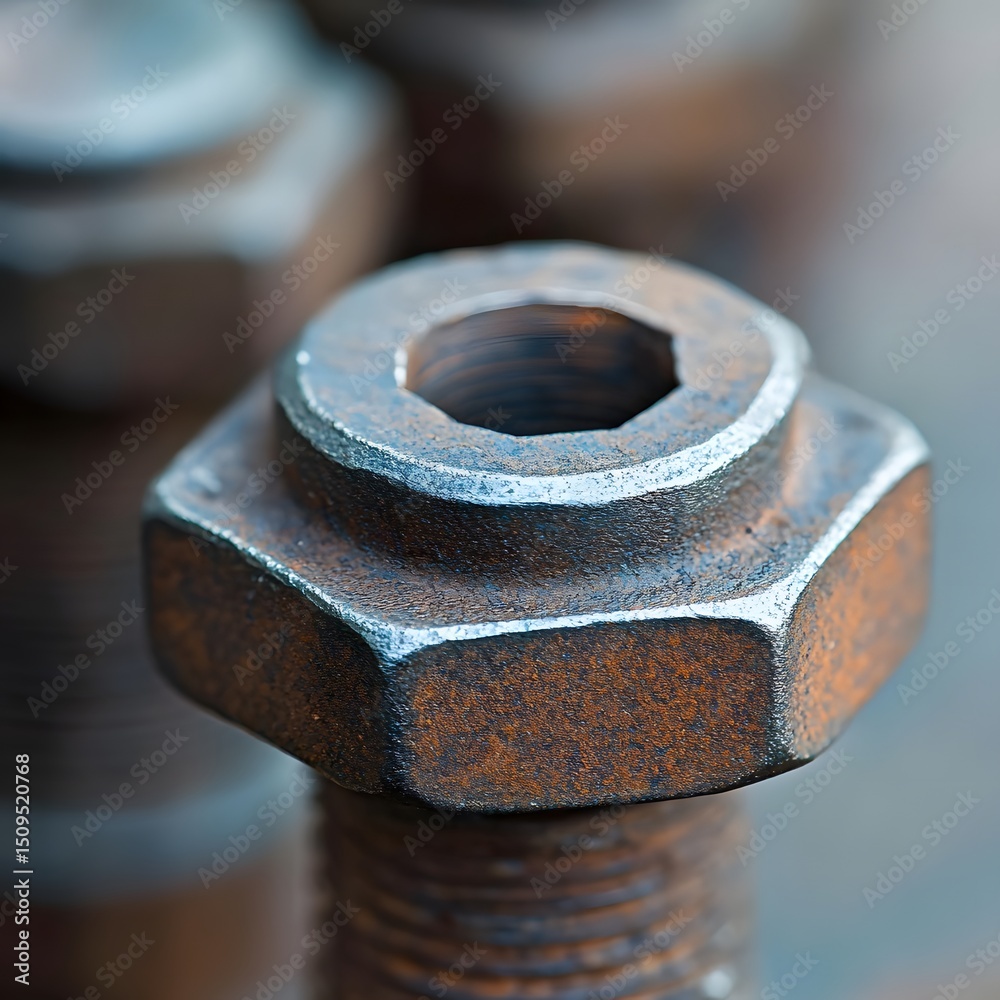 Rusty Metal Nut and Bolt Closeup Macro Photography Rusty Metal Nut and Bolt Closeup Macro Photography