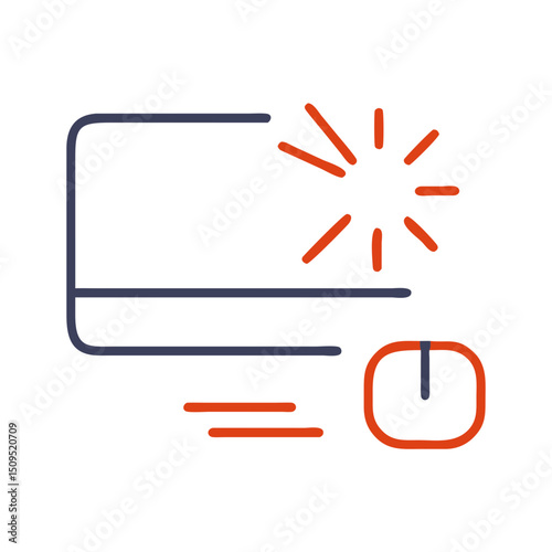 Computer screen with cursor and click indication in modern design  