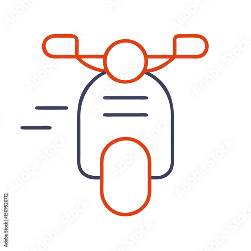 Motorcycle icon in minimalistic style with motion lines  