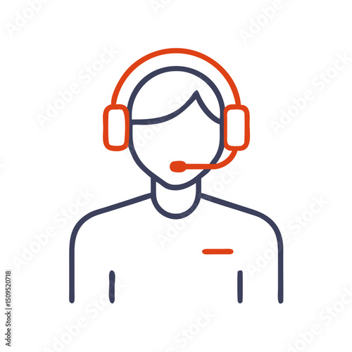 Line drawing of a man wearing a headset with microphone  