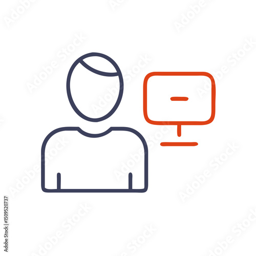 User interacting with communication icon in minimal style  