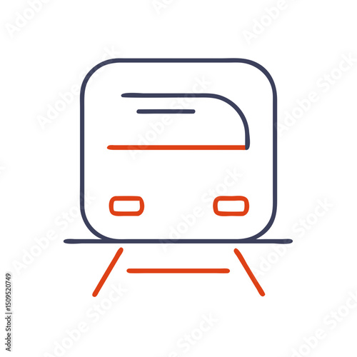 Subway train icon in minimalistic style with outlined design  