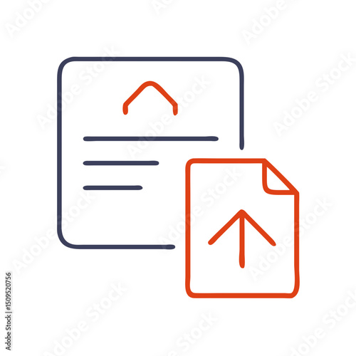 Document upload icon with file representation and arrow symbol  