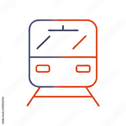 Minimalist train illustration in red and blue colors  