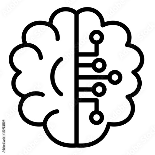 Brain With Circuit  Icon Element For Design	