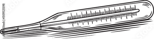 detailed drawing of a mercury thermometer.