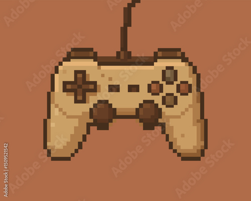 A pixelated retro game controller, perfectly capturing the nostalgia of classic gaming. with its digital design, invites you back to the simplicity of arcade.