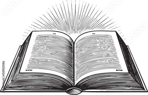 open book radiates a burst of light from its pages.