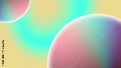 3D Render of Two Opposite Color Spheres with Gradient Pastel Liquid Background in Seamless Looping Motion Design for Abstract Geometric Wallpaper and 4K Colorful Animated Visual Art Display