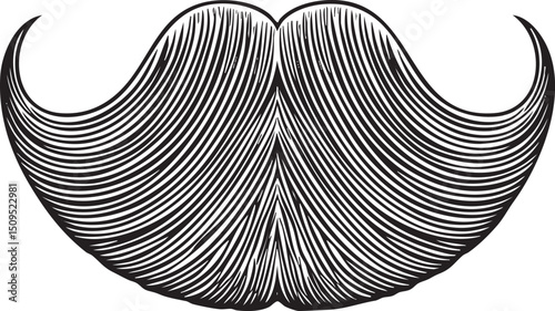 striking black and white of a voluminous mustache.