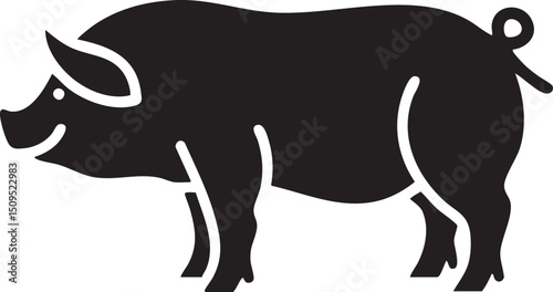 silhouetted pig stands confidently facing forward.