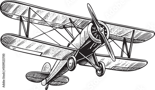 vintage biplane soars through the sky.