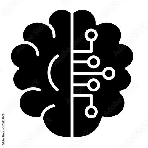 Brain With Circuit  Icon Element For Design	
